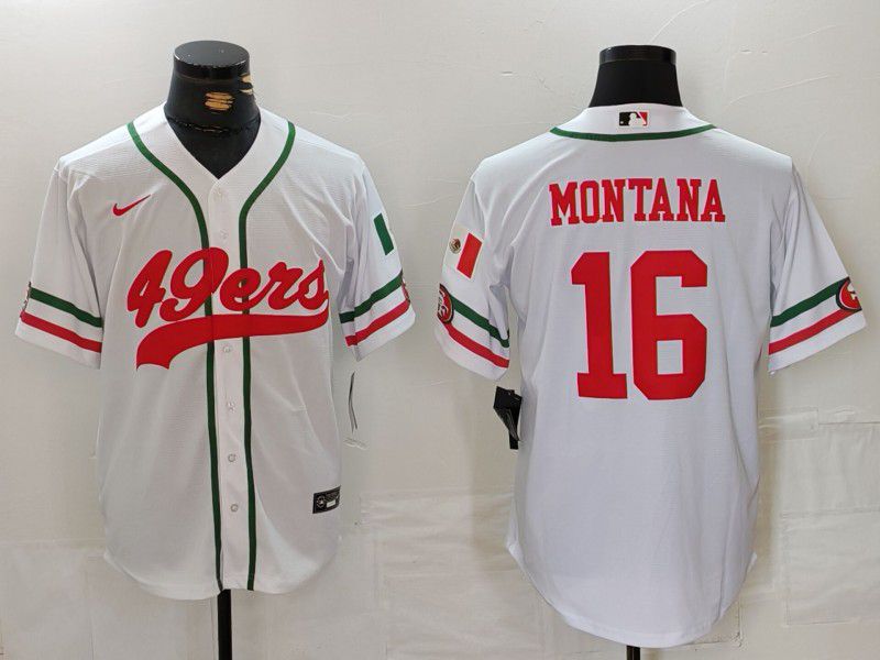 Men San Francisco 49ers #16 Montana White Joint Name 2024 Nike Limited NFL Jersey style 1